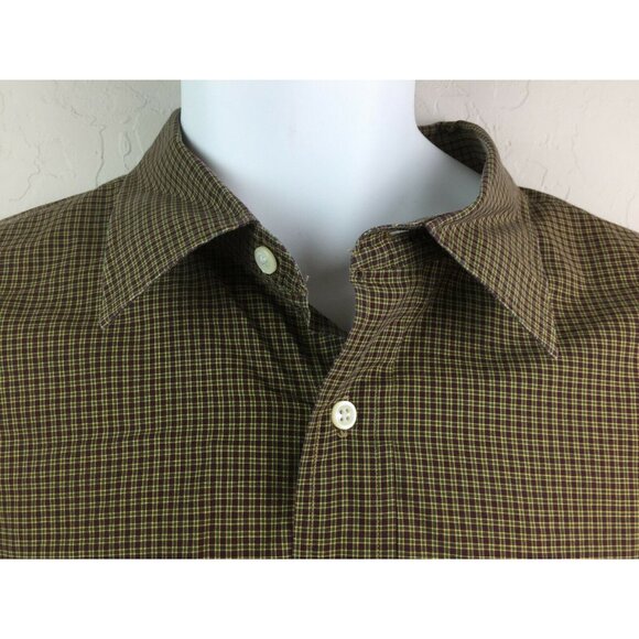 Daniel Cremieux Collection Mens Plaid Button Shirt Brown Green Size XL - Picture 1 of 9